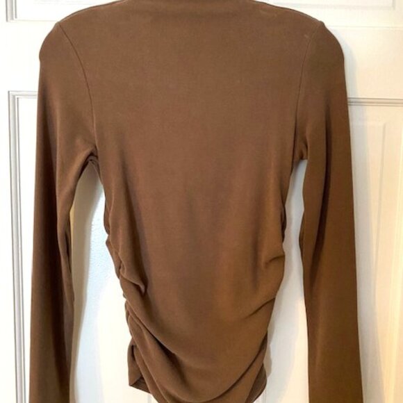 OGL ProWarm Thermal Ruched Sides Tuckable Mockneck Top S Mocha NWT - Picture 2 of 7